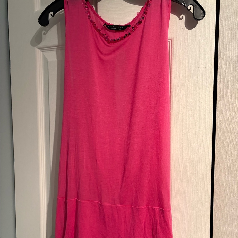 Twin-Set Hot Pink Beaded Scoop Neck Tank